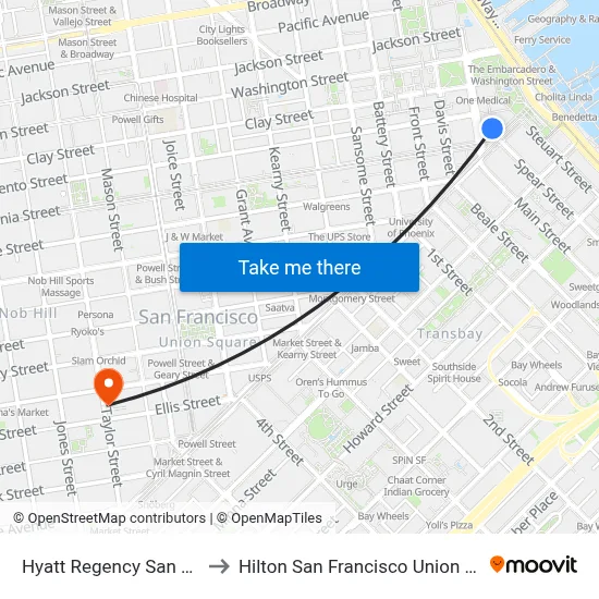 Hyatt Regency San Francisco to Hilton San Francisco Union Square Pool map