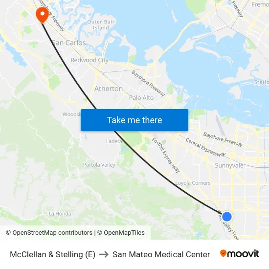 McClellan & Stelling (E) to San Mateo Medical Center map