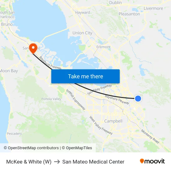 McKee & White (W) to San Mateo Medical Center map