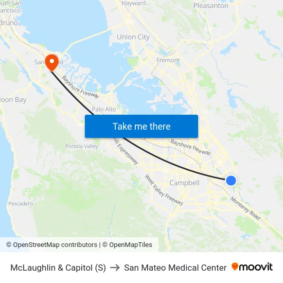 McLaughlin & Capitol (S) to San Mateo Medical Center map
