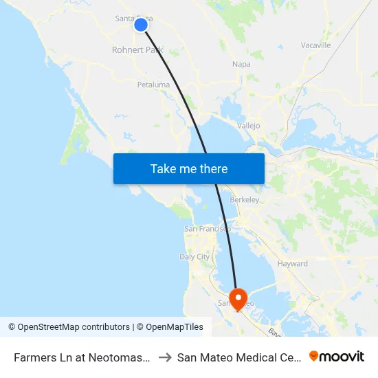 Farmers Ln at Neotomas Ave to San Mateo Medical Center map
