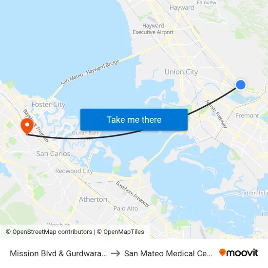 Mission Blvd & Gurdwara Rd to San Mateo Medical Center map