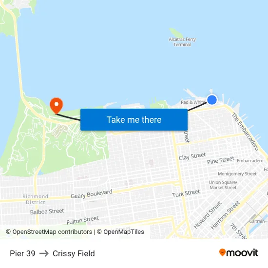 Pier 39 to Crissy Field map