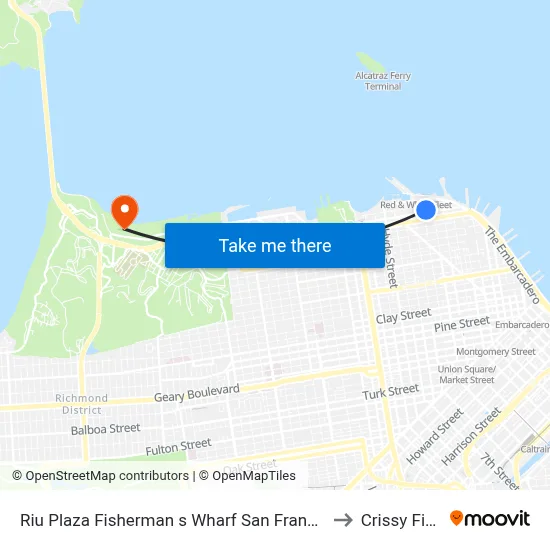 Riu Plaza Fisherman s Wharf San Francisco to Crissy Field map