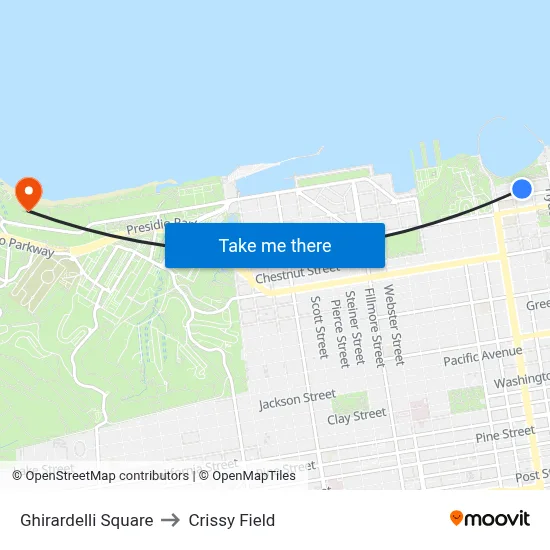 Ghirardelli Square to Crissy Field map