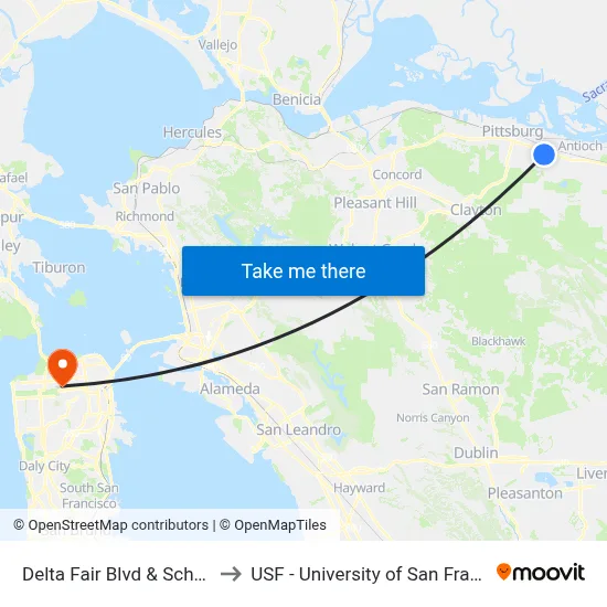 Delta Fair Blvd & School St to USF - University of San Francisco map