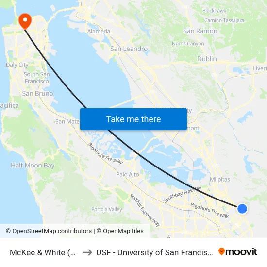 McKee & White (W) to USF - University of San Francisco map