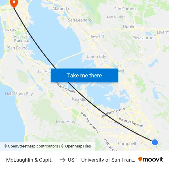McLaughlin & Capitol (S) to USF - University of San Francisco map
