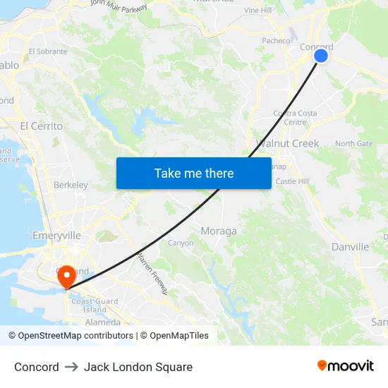 Concord to Jack London Square map