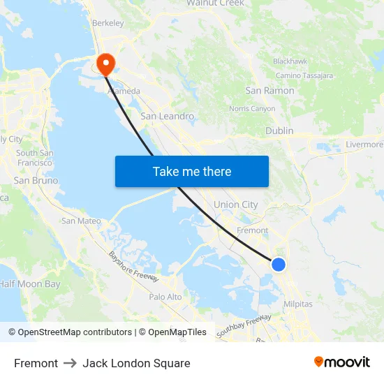 Fremont to Jack London Square map