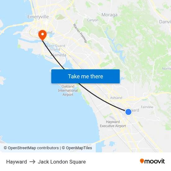 Hayward to Jack London Square map
