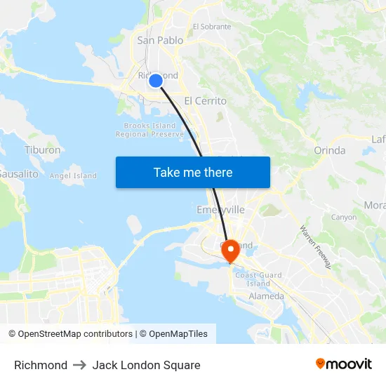 Richmond to Jack London Square map