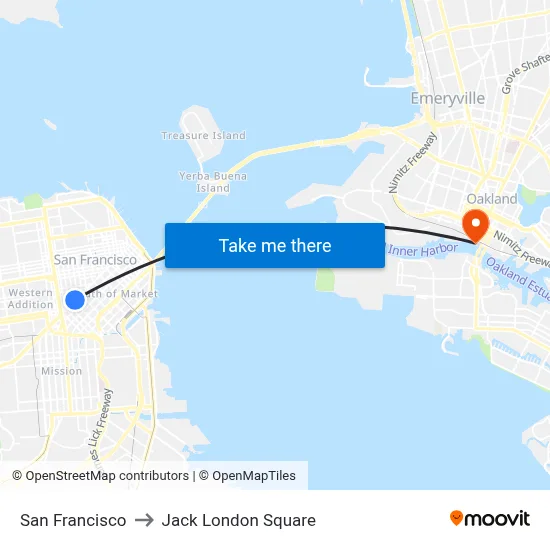 San Francisco to Jack London Square map