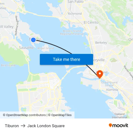 Tiburon to Jack London Square map