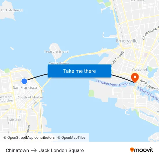Chinatown to Jack London Square map