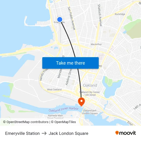 Emeryville Station to Jack London Square map
