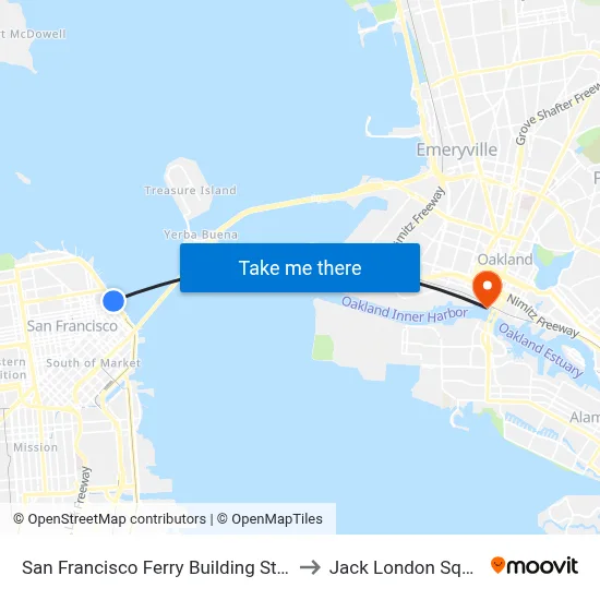 San Francisco Ferry Building Station to Jack London Square map