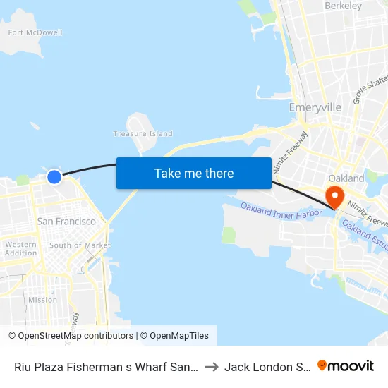 Riu Plaza Fisherman s Wharf San Francisco to Jack London Square map