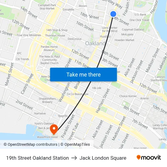 19th Street Oakland Station to Jack London Square map
