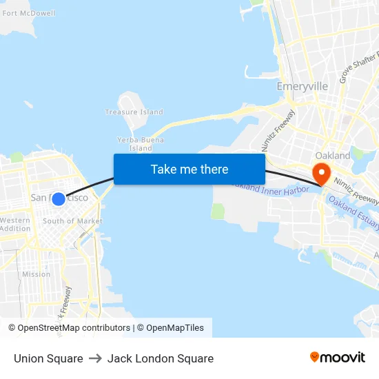 Union Square to Jack London Square map