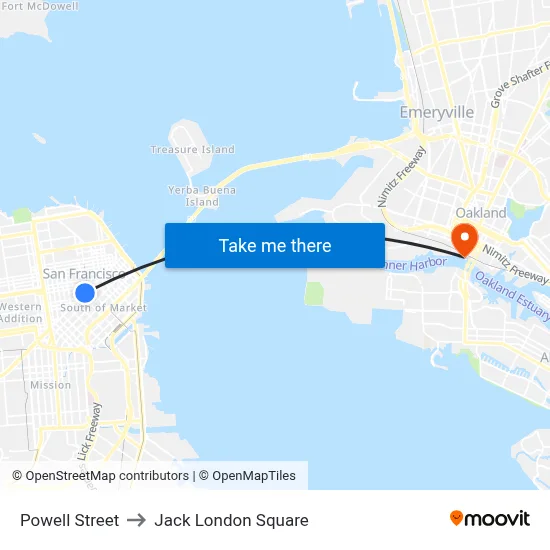 Powell Street to Jack London Square map