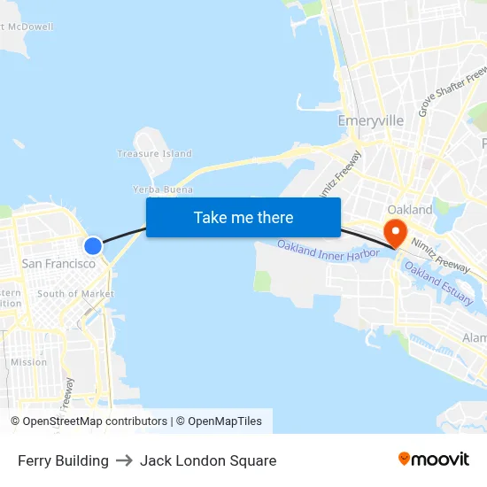 Ferry Building to Jack London Square map