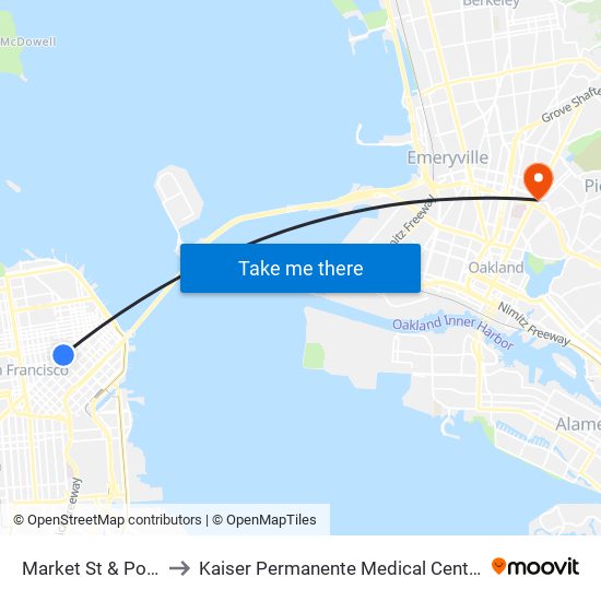 Market St & Powell St to Kaiser Permanente Medical Center - Oakland map