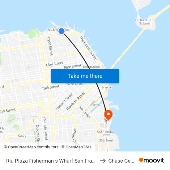 Riu Plaza Fisherman s Wharf San Francisco to Chase Center map