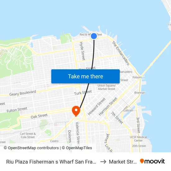 Riu Plaza Fisherman s Wharf San Francisco to Market Street map