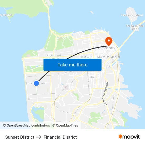 Sunset District to Financial District map