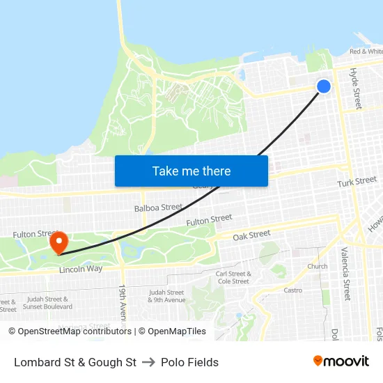 Lombard St & Gough St to Polo Fields map