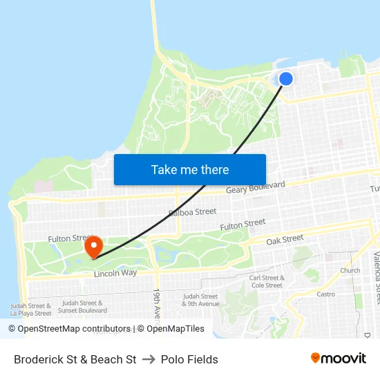 Broderick St & Beach St to Polo Fields map