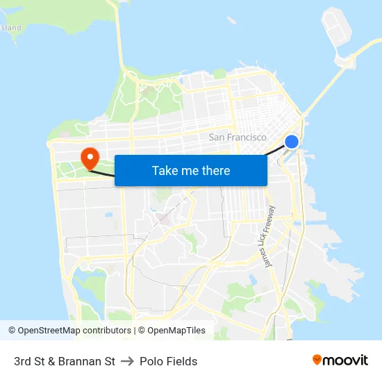 3rd St & Brannan St to Polo Fields map