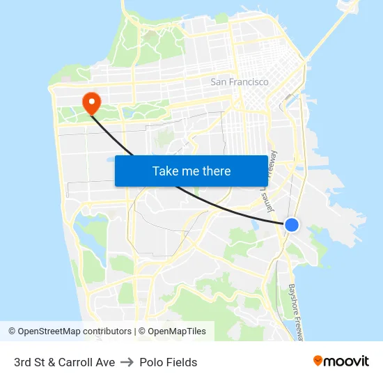 3rd St & Carroll Ave to Polo Fields map