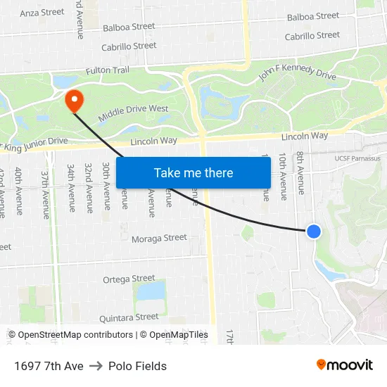 1697 7th Ave to Polo Fields map