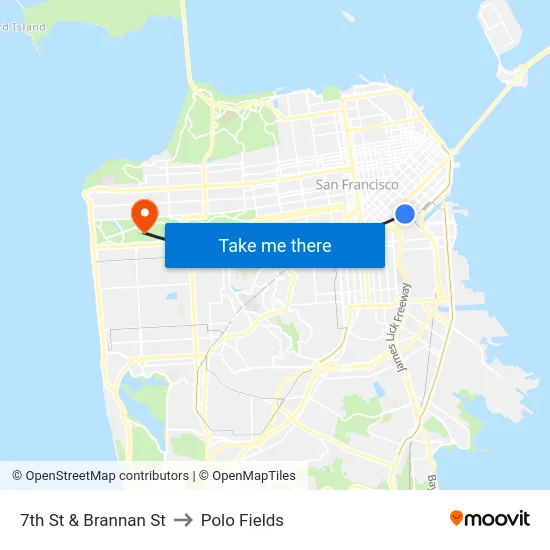 7th St & Brannan St to Polo Fields map