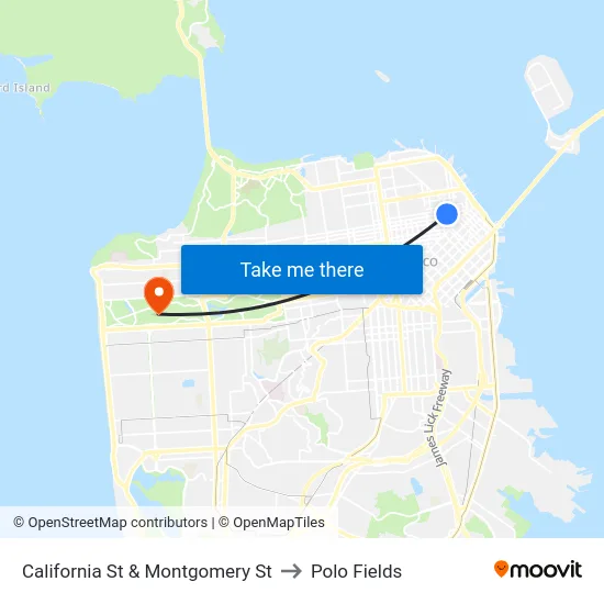California St & Montgomery St to Polo Fields map