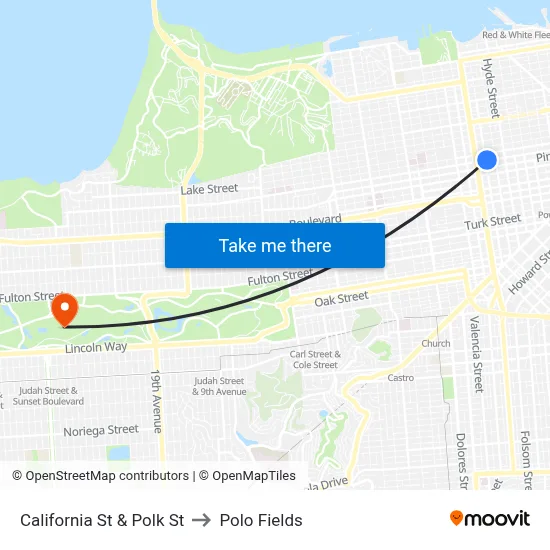 California St & Polk St to Polo Fields map