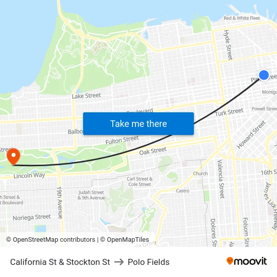 California St & Stockton St to Polo Fields map