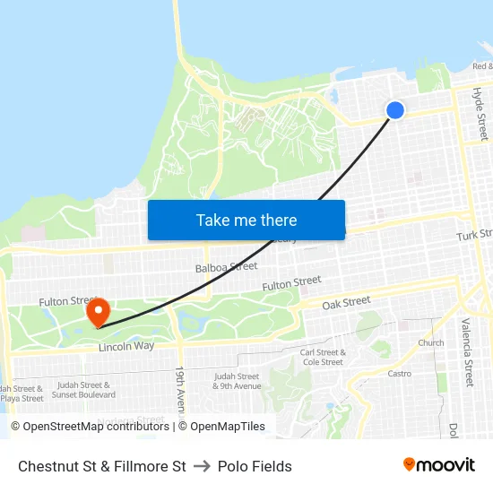 Chestnut St & Fillmore St to Polo Fields map