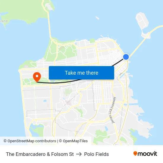The Embarcadero & Folsom St to Polo Fields map
