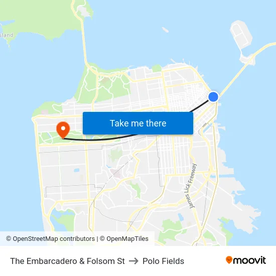 The Embarcadero & Folsom St to Polo Fields map