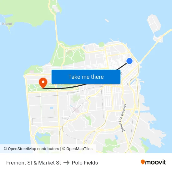 Fremont St & Market St to Polo Fields map