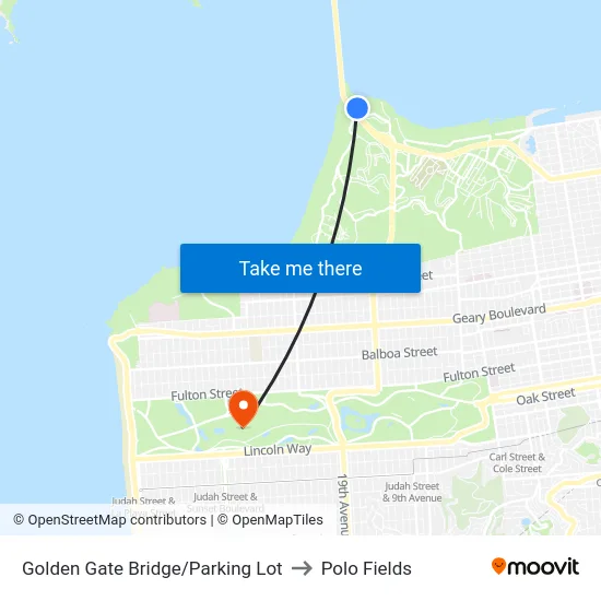 Golden Gate Bridge/Parking Lot to Polo Fields map
