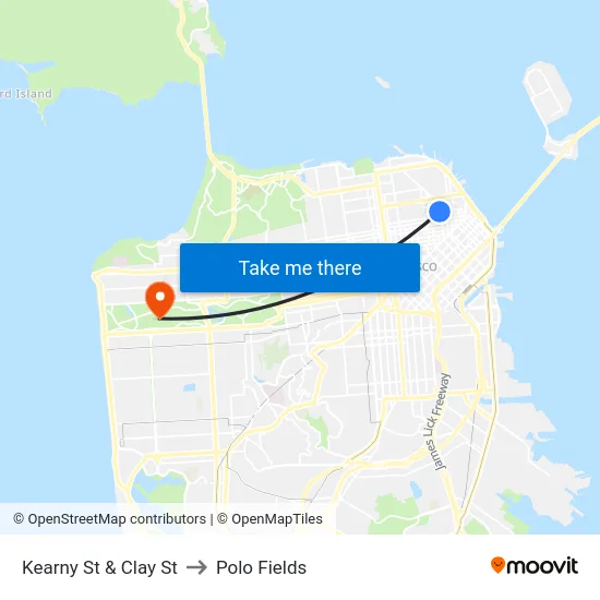 Kearny St & Clay St to Polo Fields map