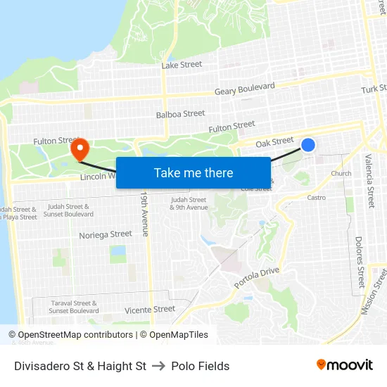 Divisadero St & Haight St to Polo Fields map