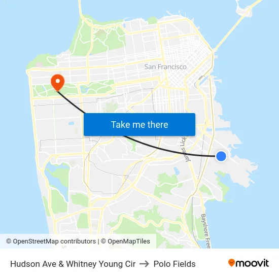 Hudson Ave & Whitney Young Cir to Polo Fields map