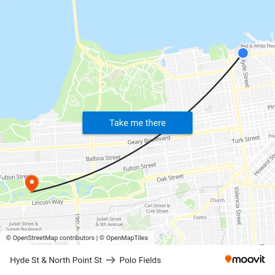 Hyde St & North Point St to Polo Fields map