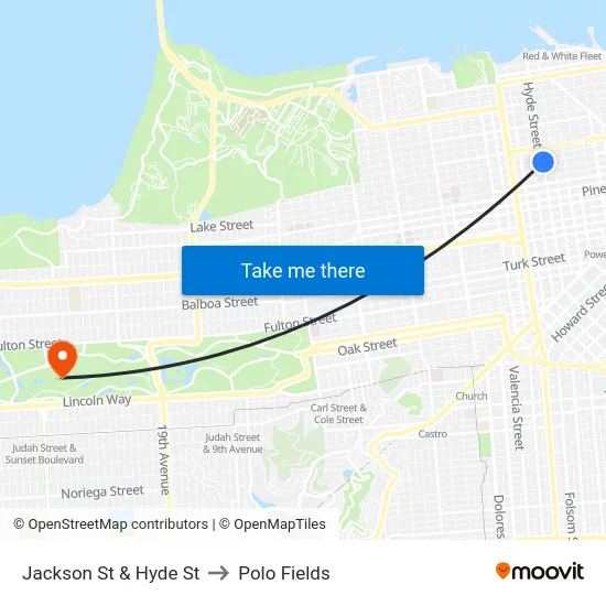 Jackson St & Hyde St to Polo Fields map