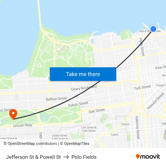 Jefferson St & Powell St to Polo Fields map